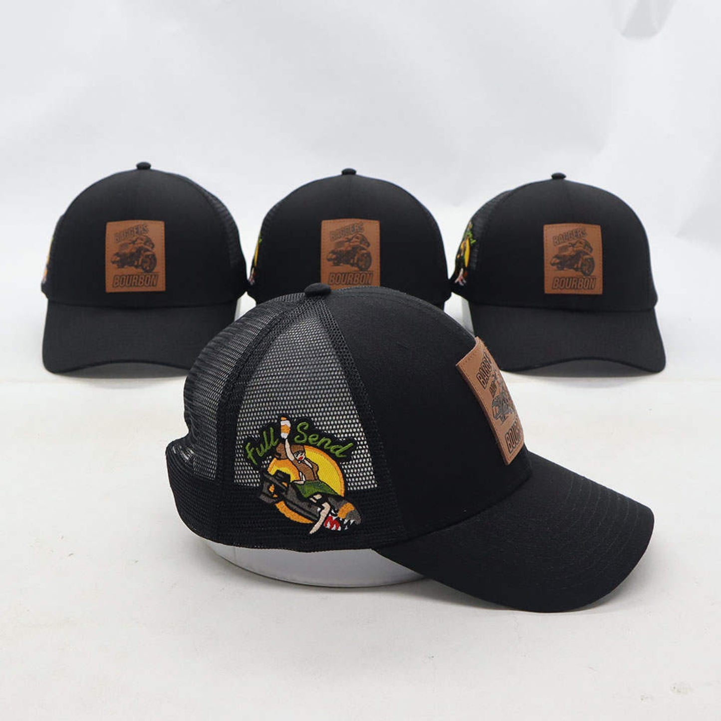 Baggers and Bourbon Trucker Hat with Full Send Patch