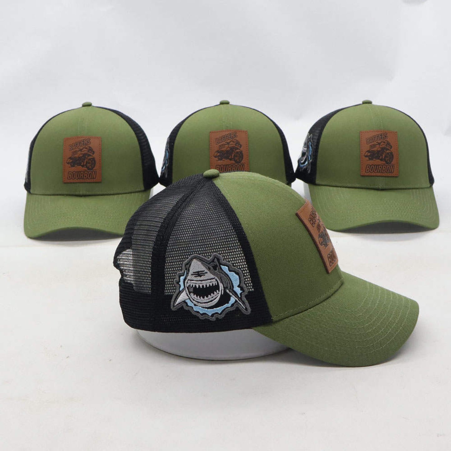 Baggers and Bourbon Trucker With Shark Patch
